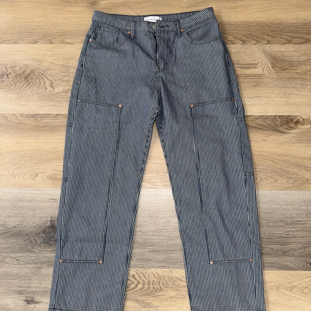 Angel Kiss Straight Pinstripe Jeans - Navy & White
